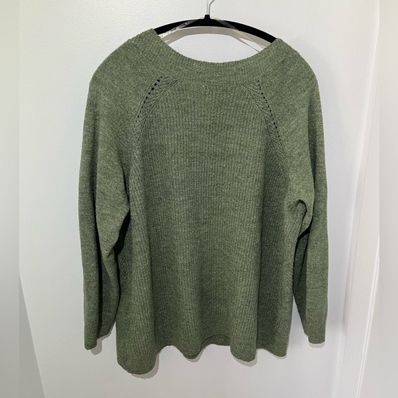 VGUC 2X Reitmans Sage Green Knitted V-Neck Pullover - Picture 5 of 9